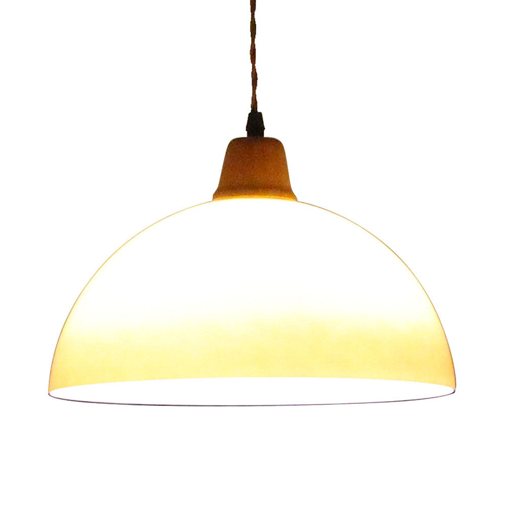 Retro Amber Glass Farmhouse Pendant