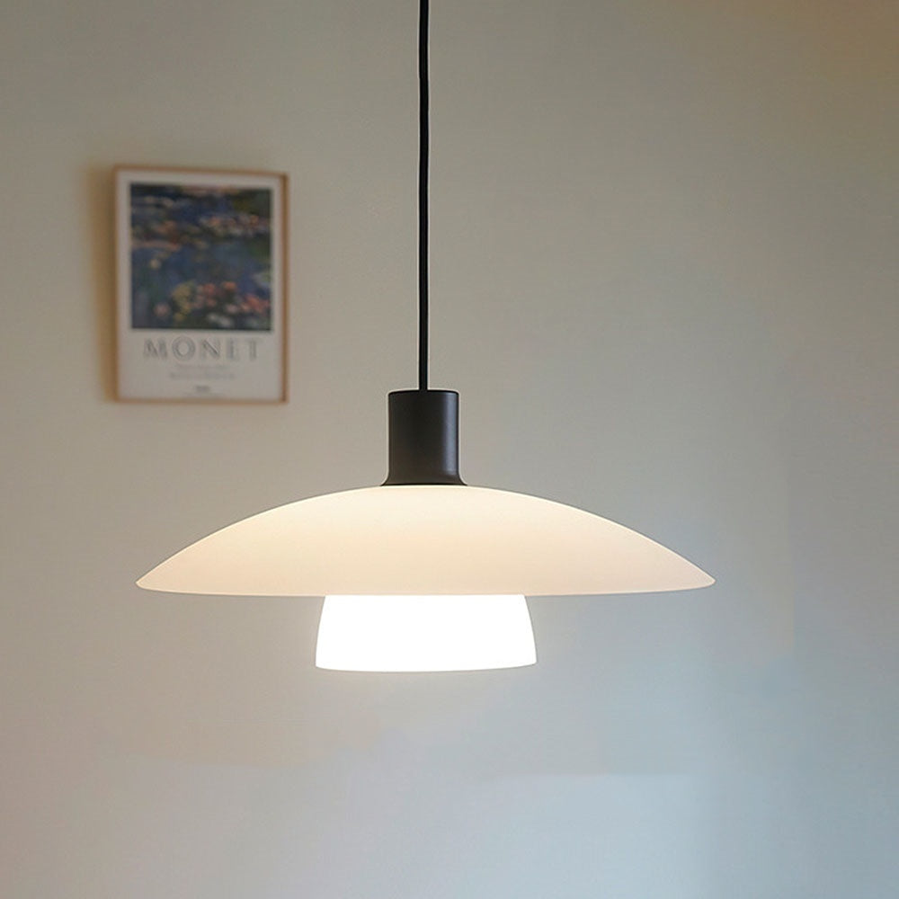 Minimalist White Disc Glass Pendant