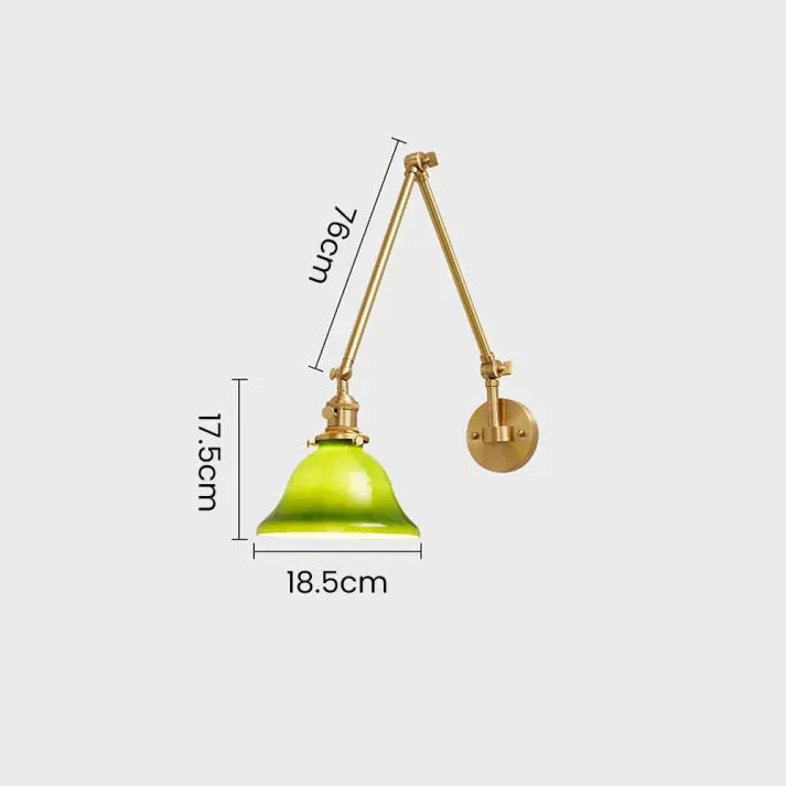 Vintage Green Glass Swing Arm Wall Light