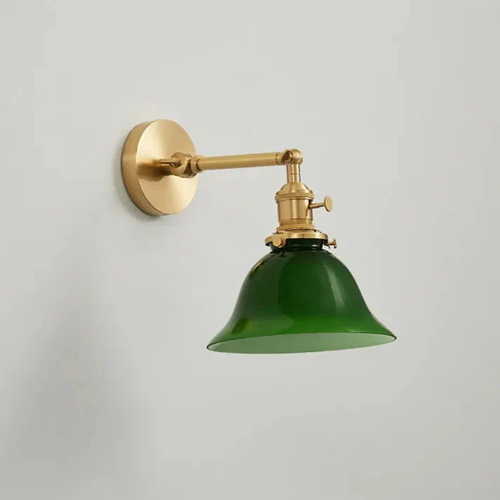 Vintage Green Glass Swing Arm Wall Light