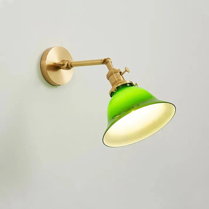 Vintage Green Glass Swing Arm Wall Light