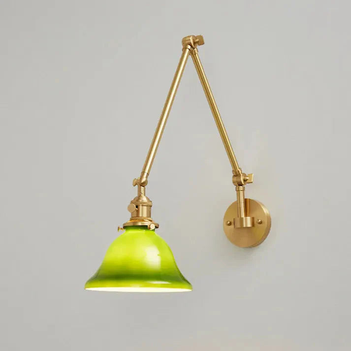 Vintage Green Glass Swing Arm Wall Light