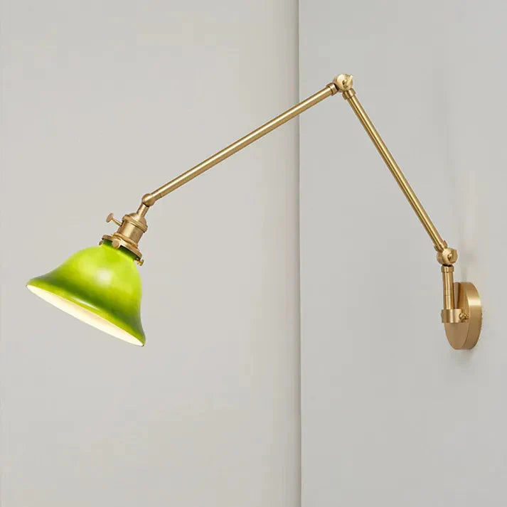 Vintage Green Glass Swing Arm Wall Light