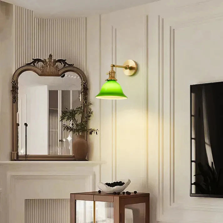 Vintage Green Glass Swing Arm Wall Light