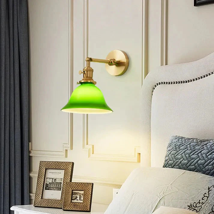 Vintage Green Glass Swing Arm Wall Light