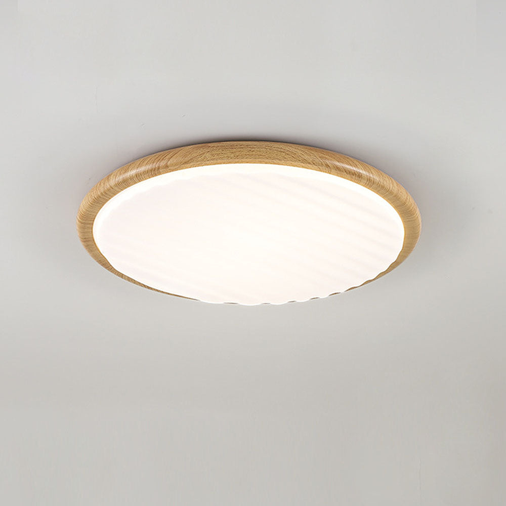 Round Pleated Wood LED Ceiling Light