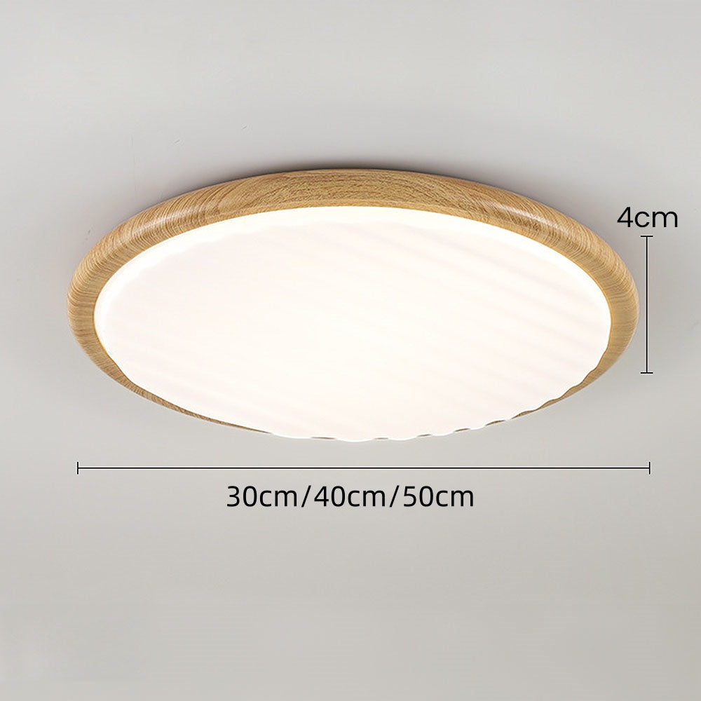 Round Pleated Wood LED Ceiling Light