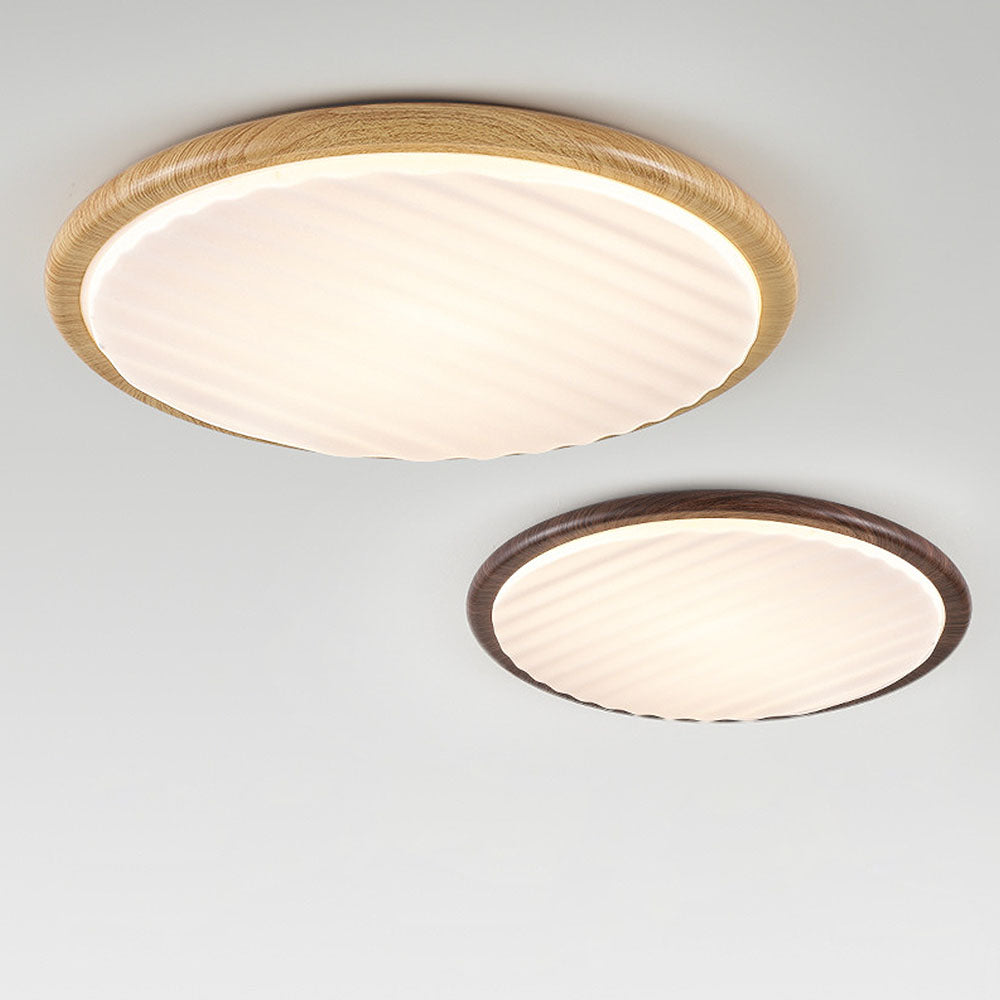 Round Pleated Wood LED Ceiling Light