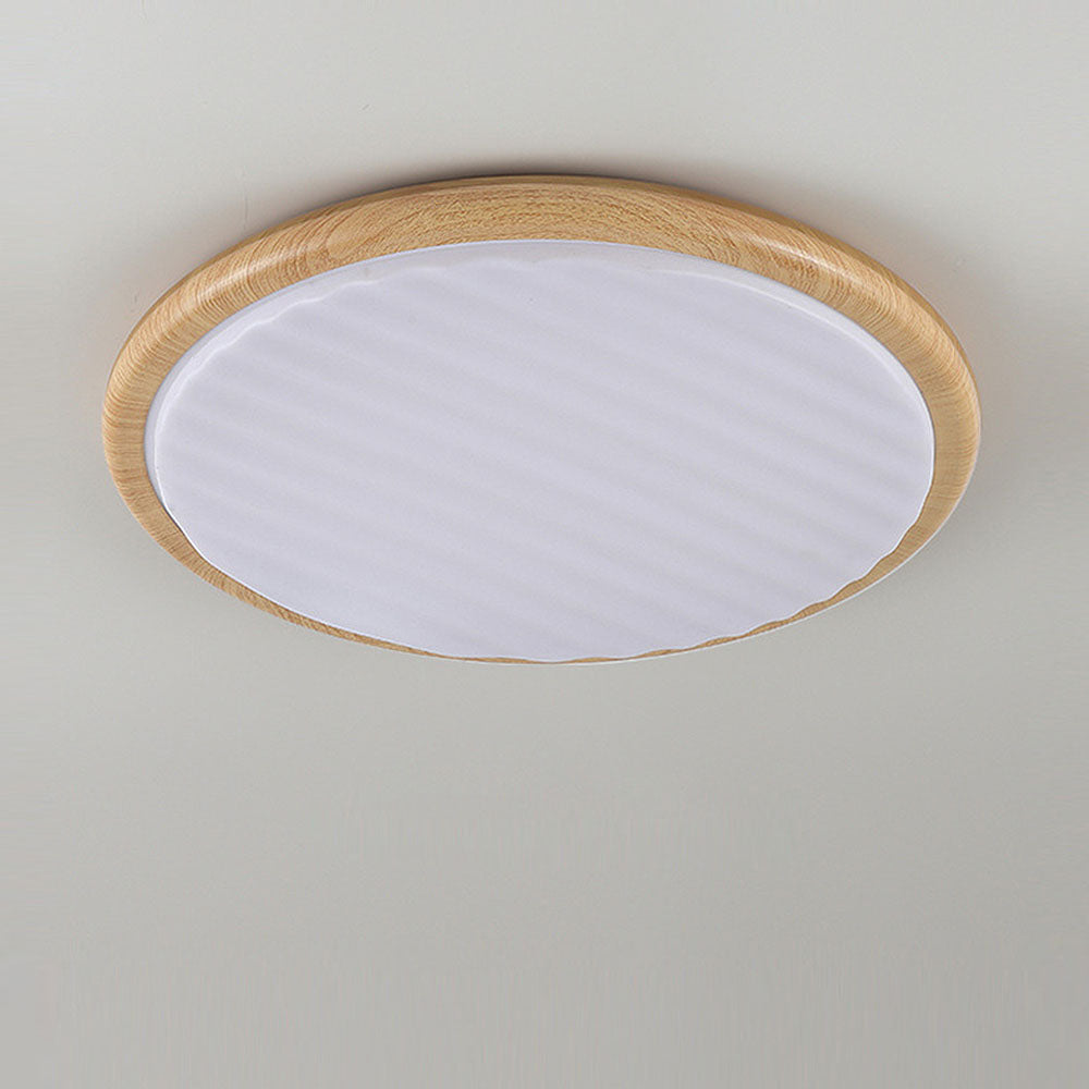 Round Pleated Wood LED Ceiling Light