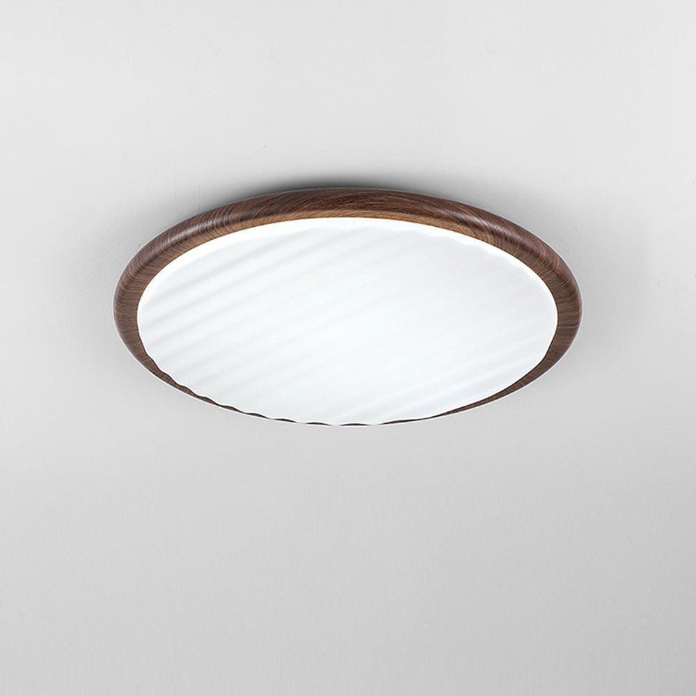 Round Pleated Wood LED Ceiling Light