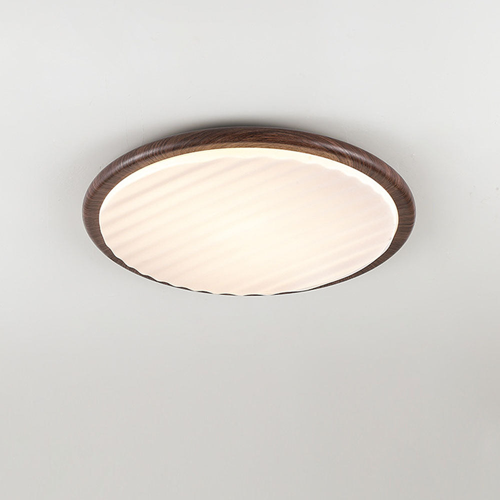 Round Pleated Wood LED Ceiling Light
