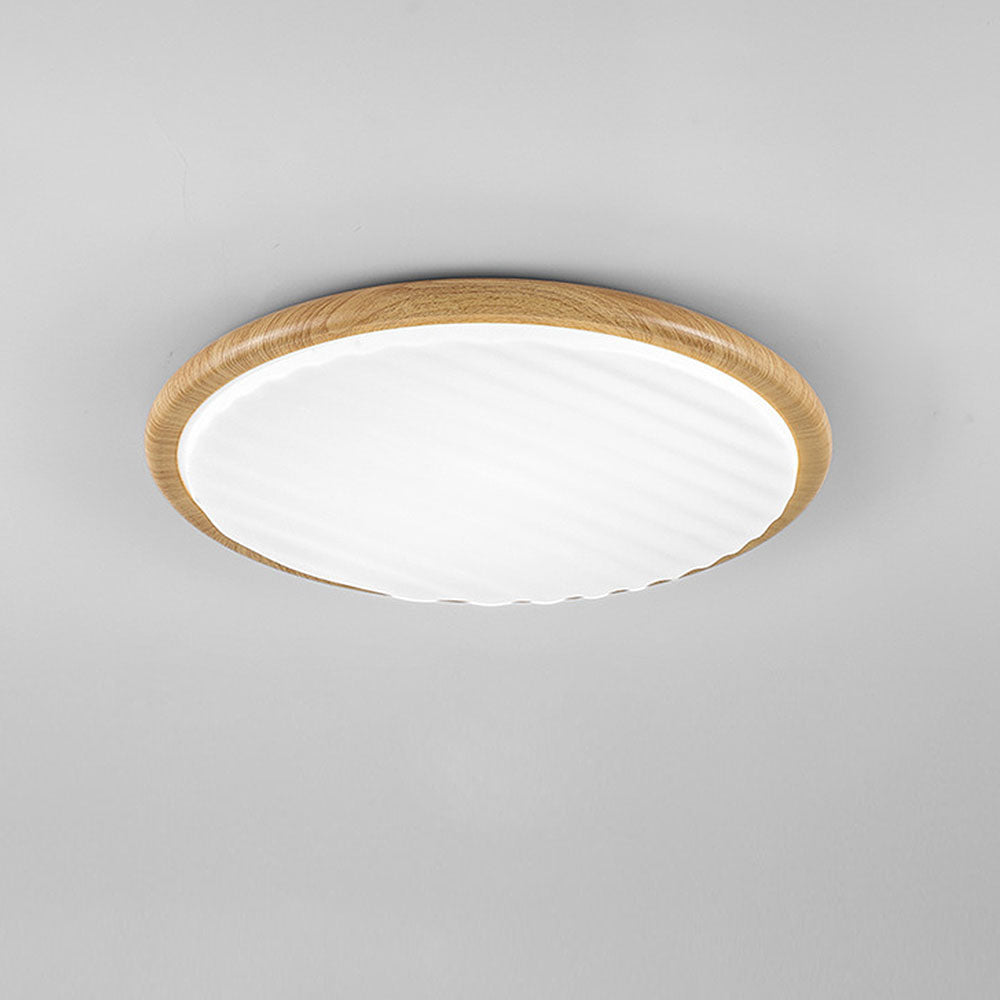 Round Pleated Wood LED Ceiling Light