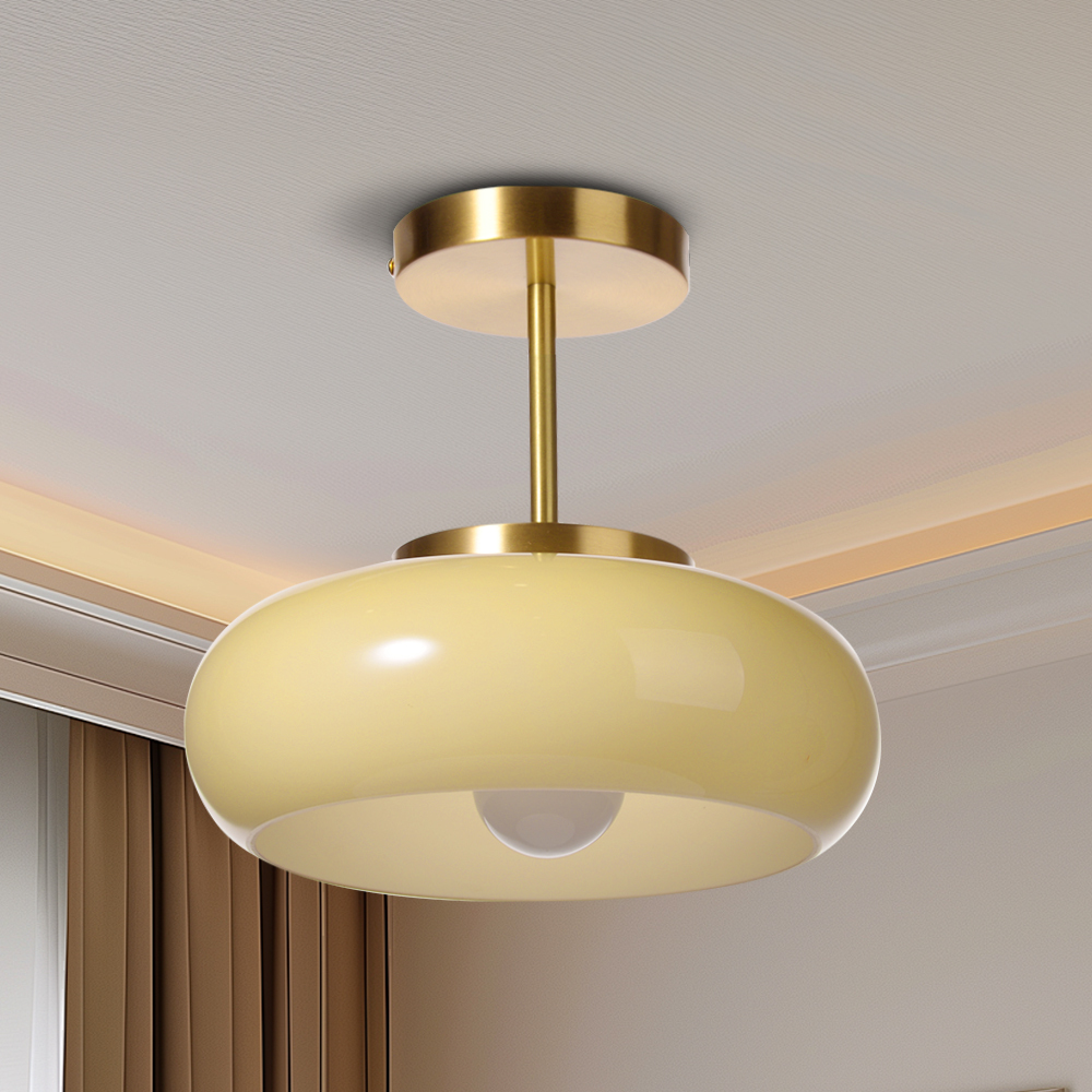 Retro Amber Round Glass Ceiling Light