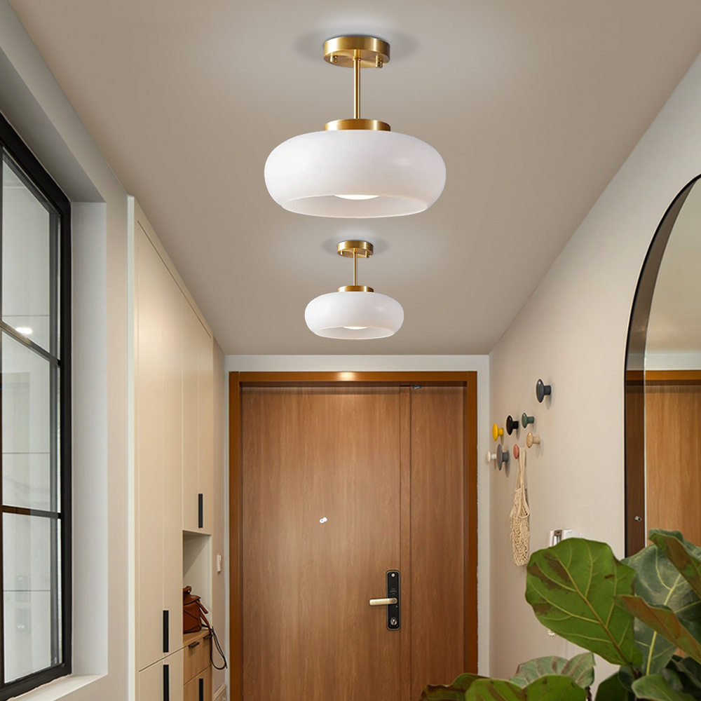 Retro Amber Round Glass Ceiling Light