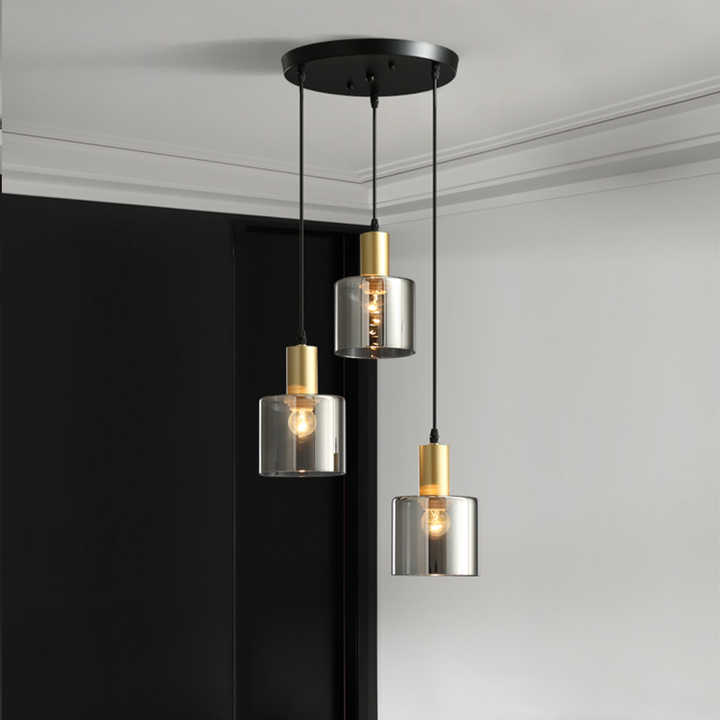 Designer Black & Gold Smoked Glass Pendant