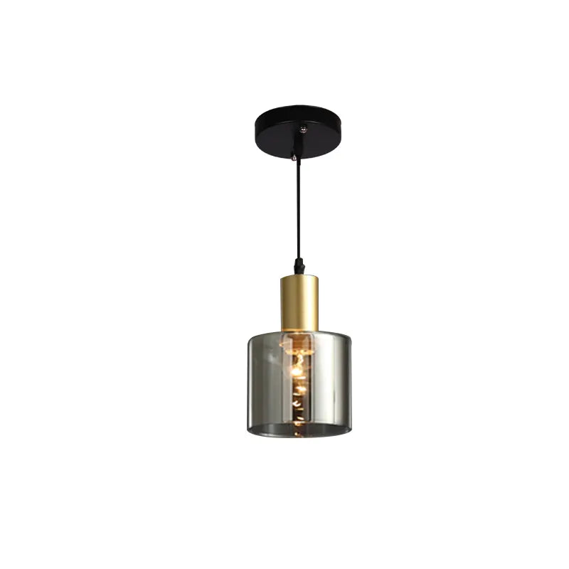 Designer Black & Gold Smoked Glass Pendant
