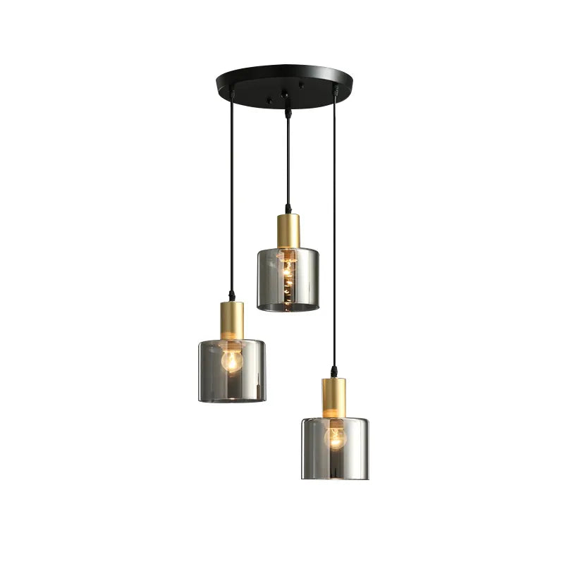 Designer Black & Gold Smoked Glass Pendant