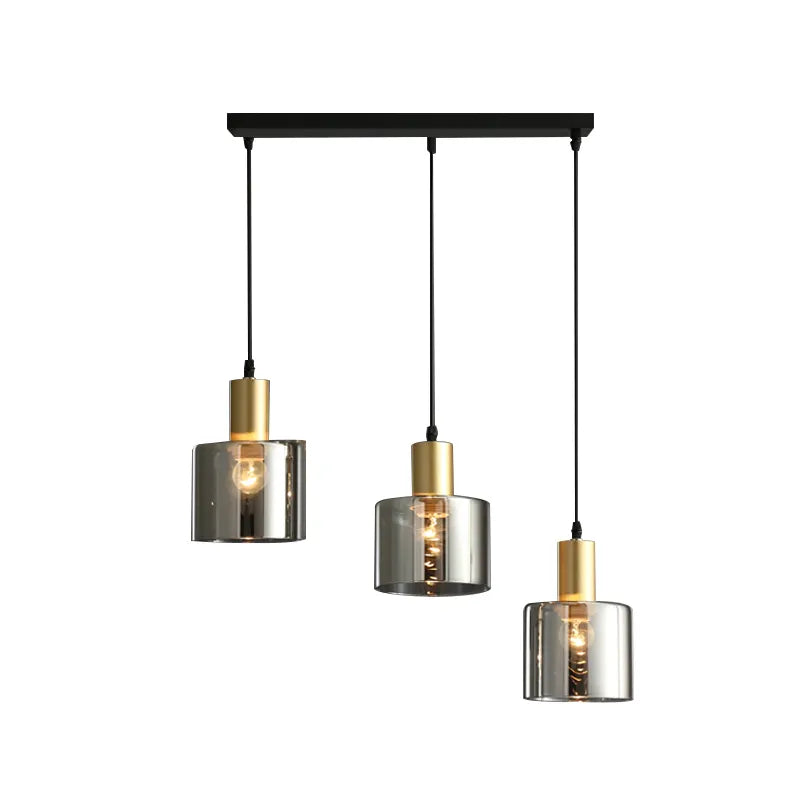 Designer Black & Gold Smoked Glass Pendant