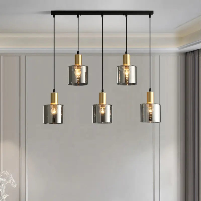 Designer Black & Gold Smoked Glass Pendant