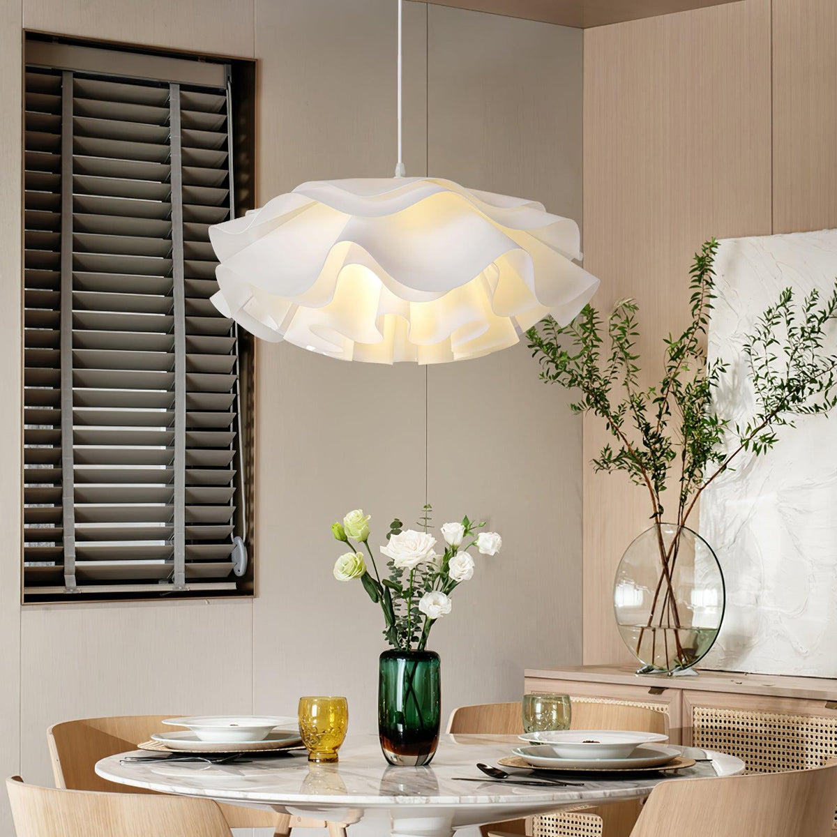 White Flower Pendant Light