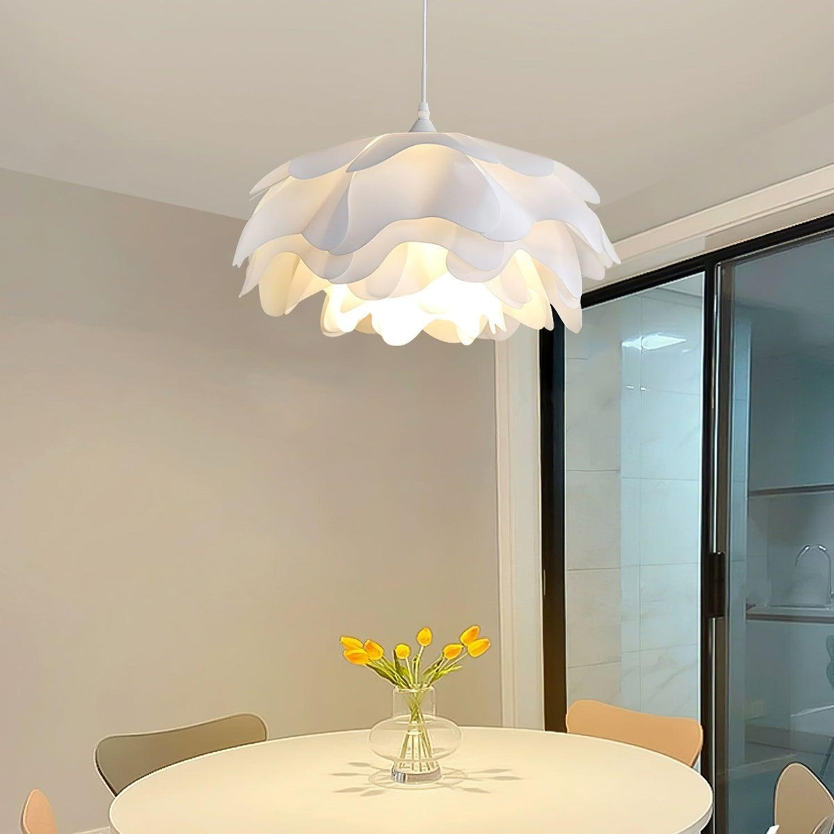 White Flower Pendant Light
