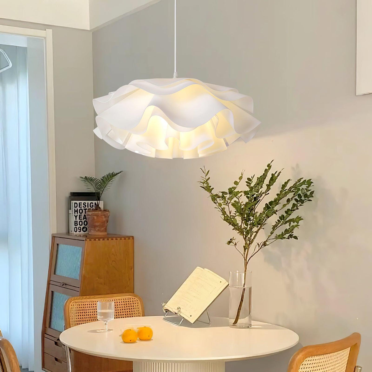 White Flower Pendant Light