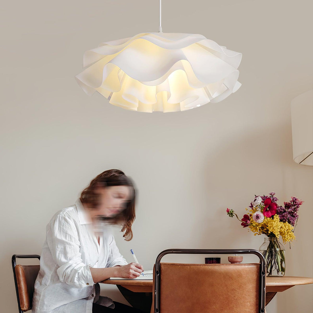 White Flower Pendant Light