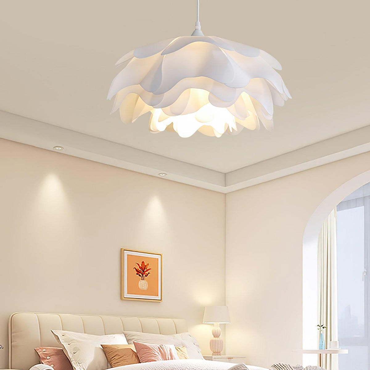 White Flower Pendant Light