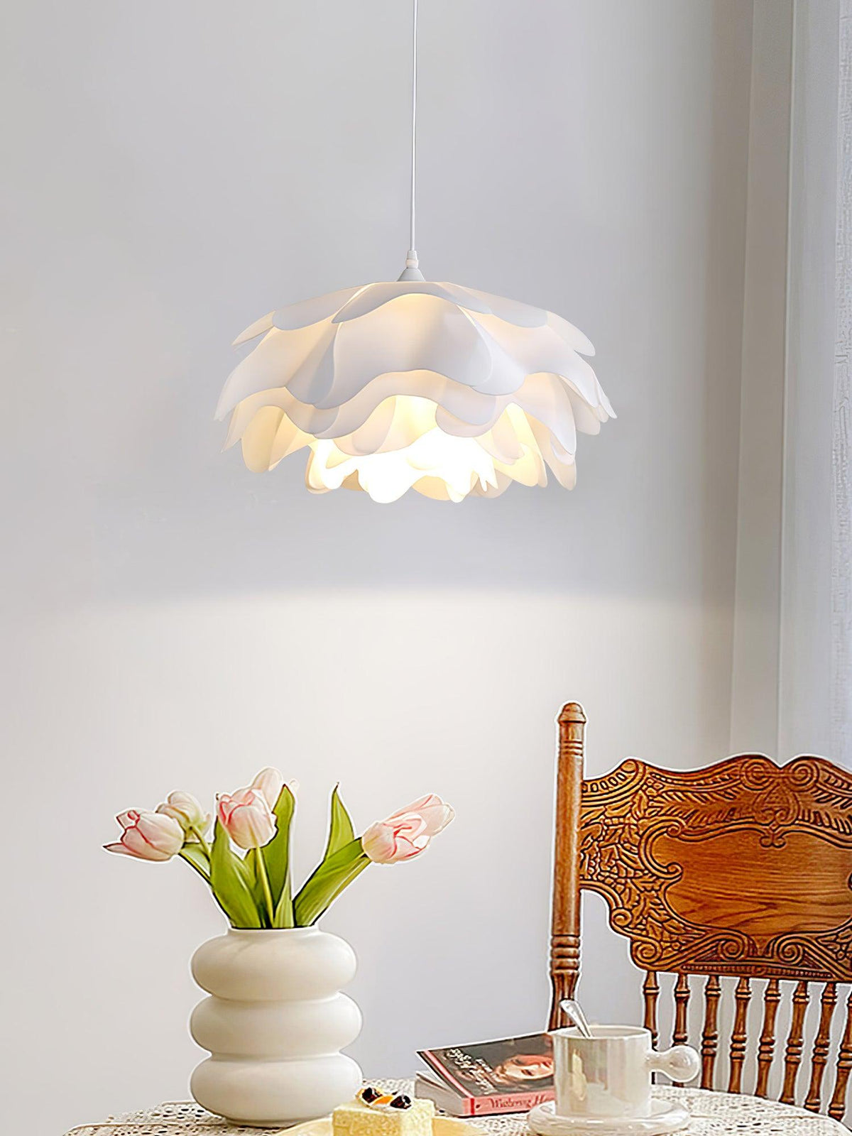 White Flower Pendant Light