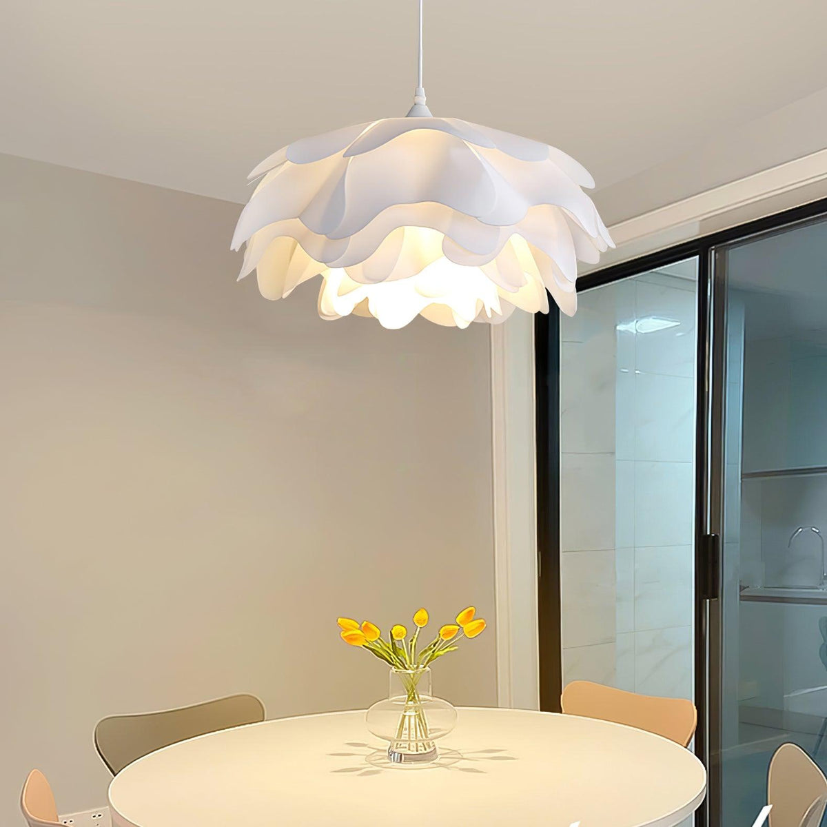 White Flower Pendant Light