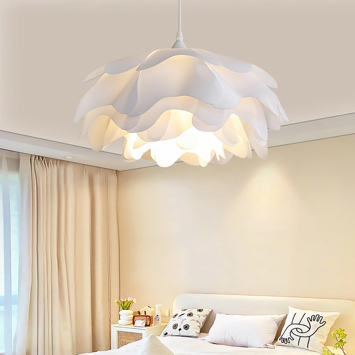 White Flower Pendant Light