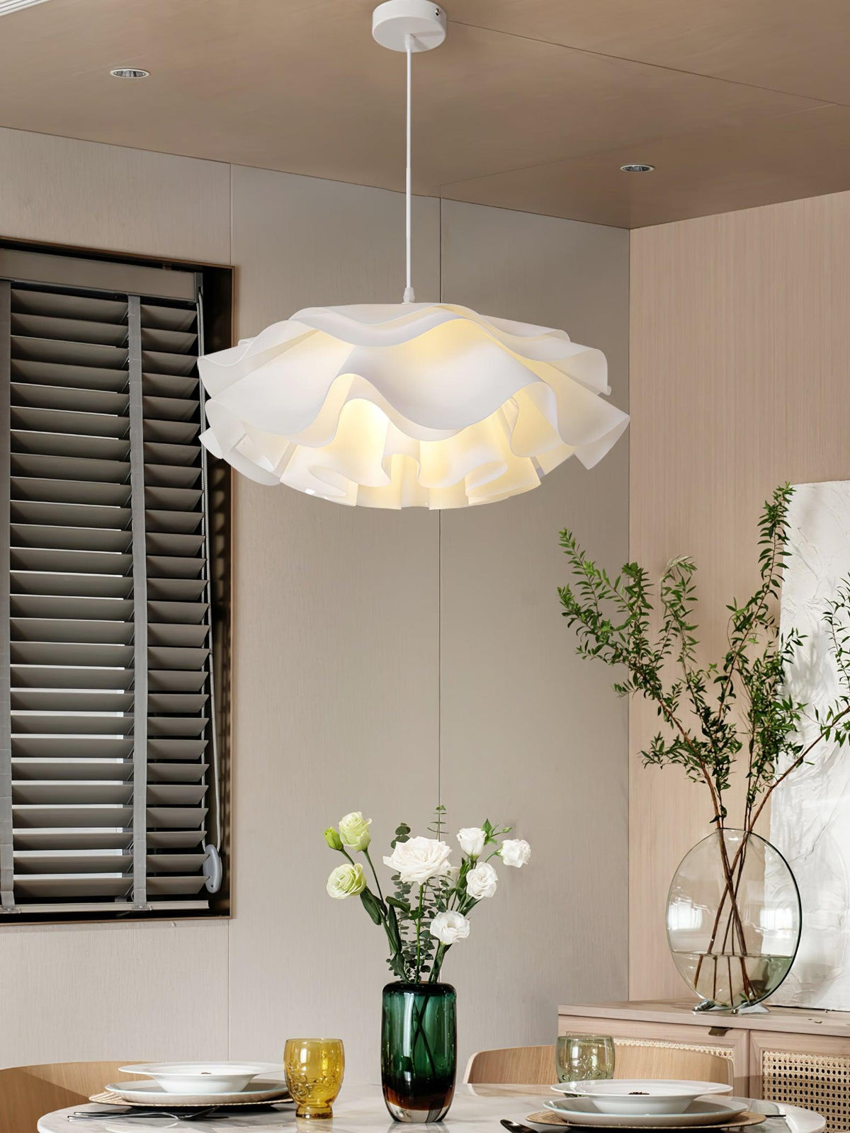 White Flower Pendant Light