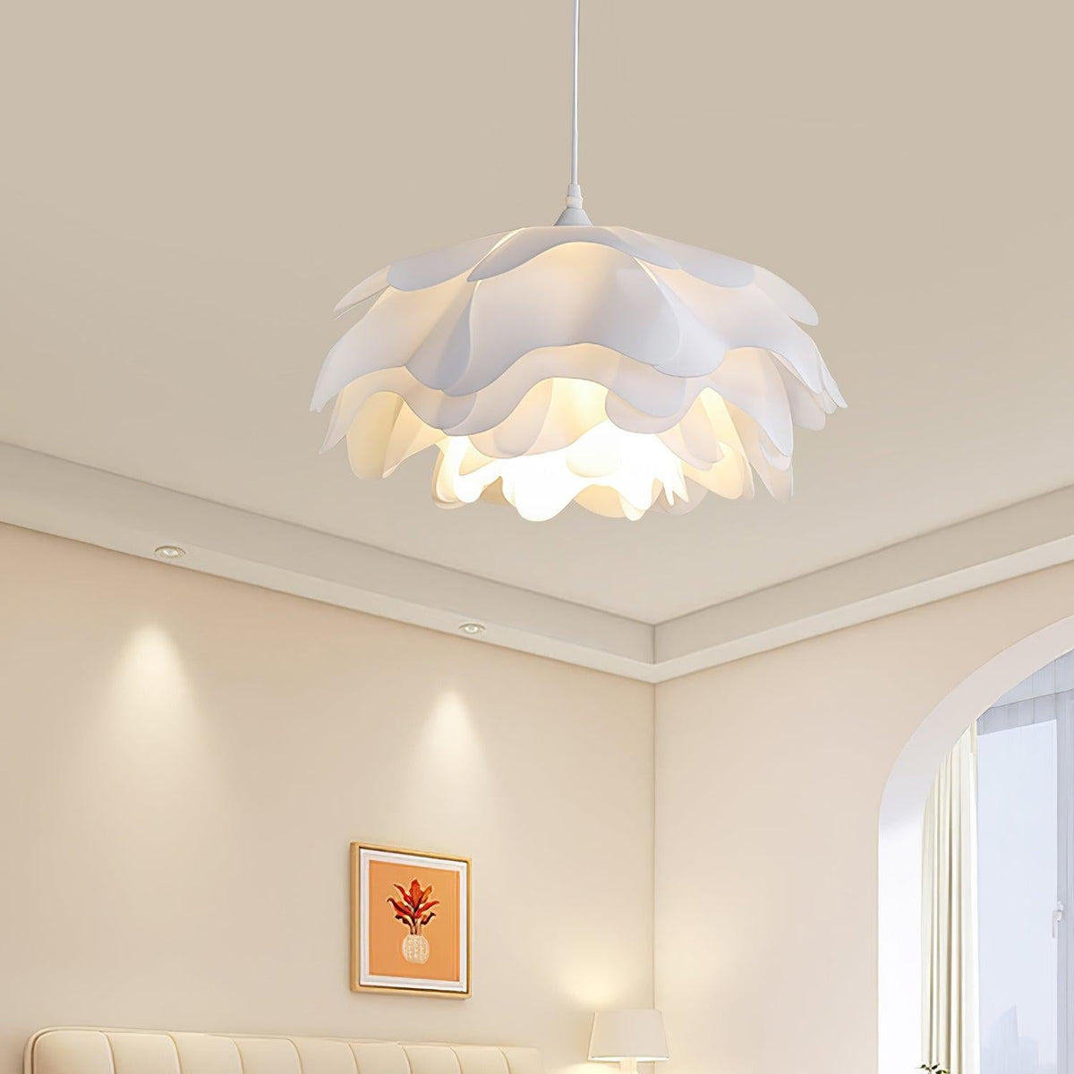 White Flower Pendant Light