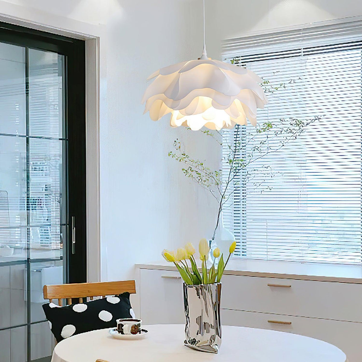White Flower Pendant Light