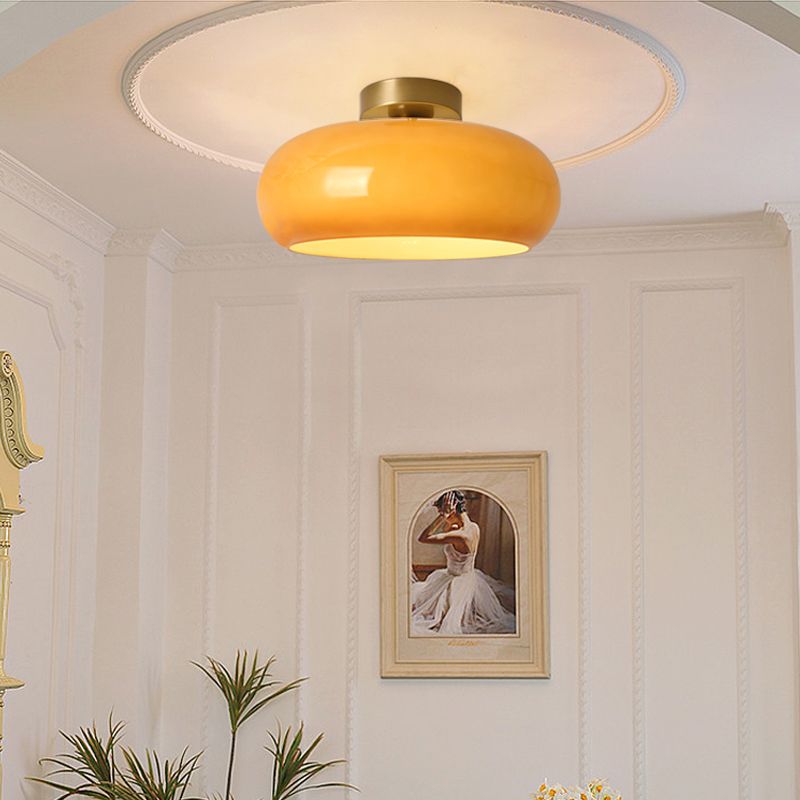 Retro Amber Round Glass Ceiling Light