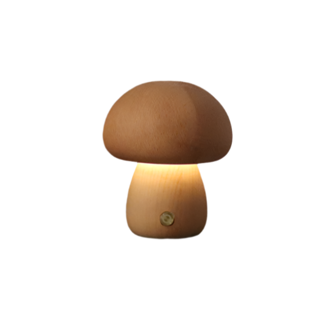 Rechargeable Wooden Mushroom Lamp