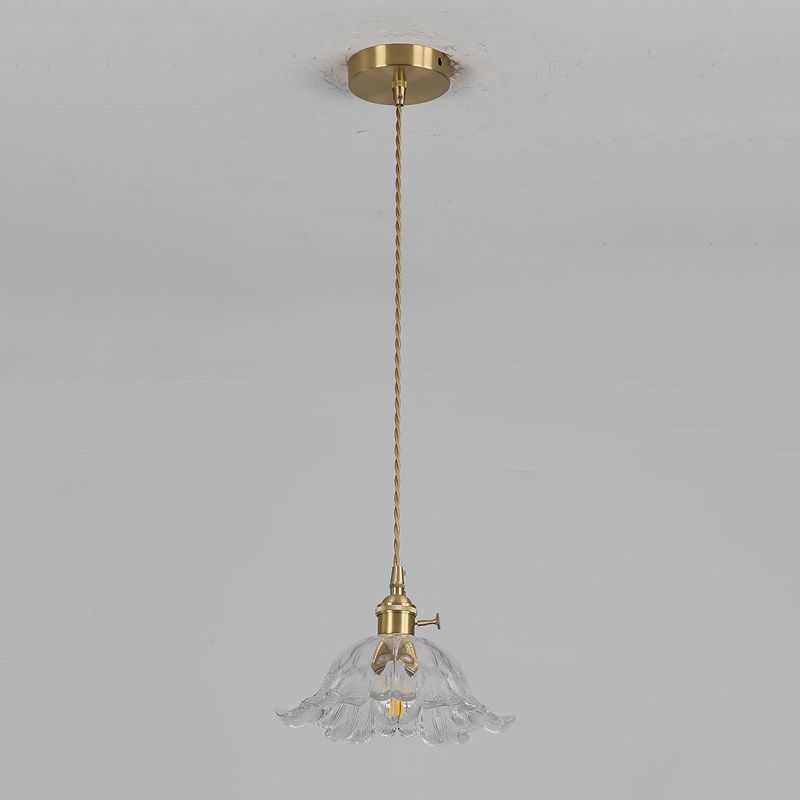 Industrial Gold Flower Glass Pendant
