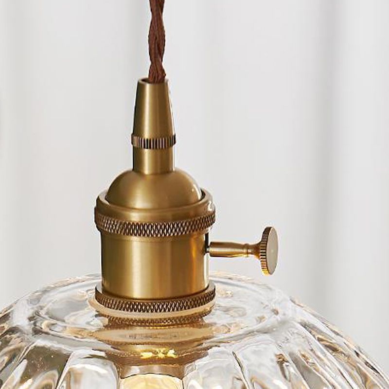 Industrial Gold Flower Glass Pendant