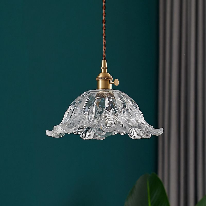 Industrial Gold Flower Glass Pendant