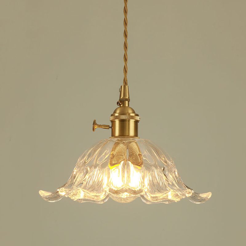 Industrial Gold Flower Glass Pendant