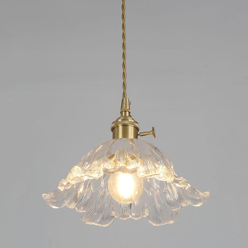 Industrial Gold Flower Glass Pendant