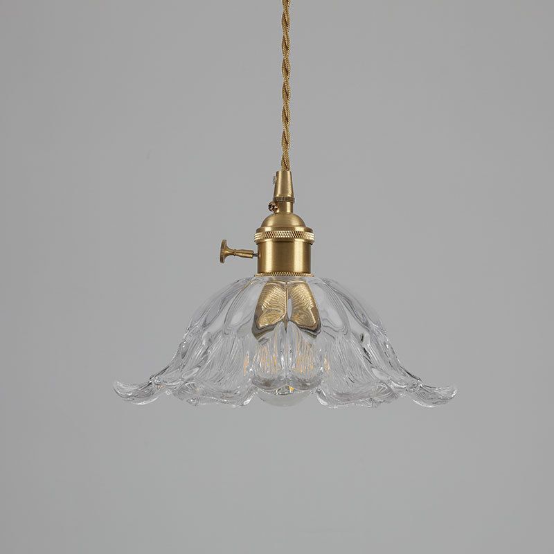 Industrial Gold Flower Glass Pendant
