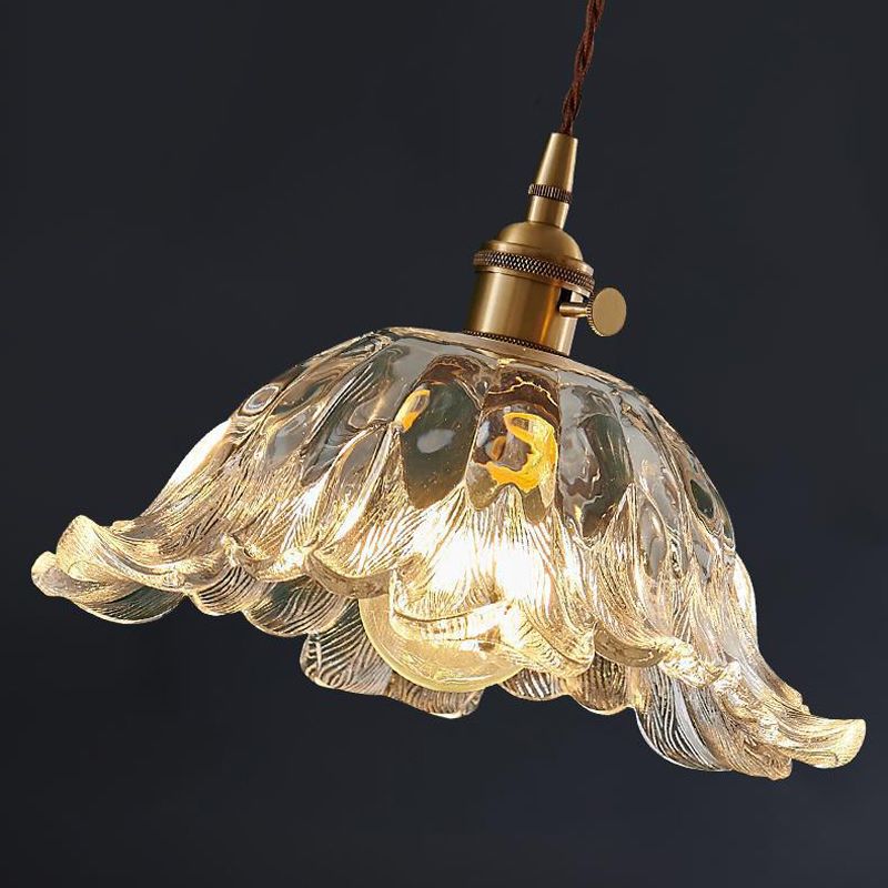 Industrial Gold Flower Glass Pendant