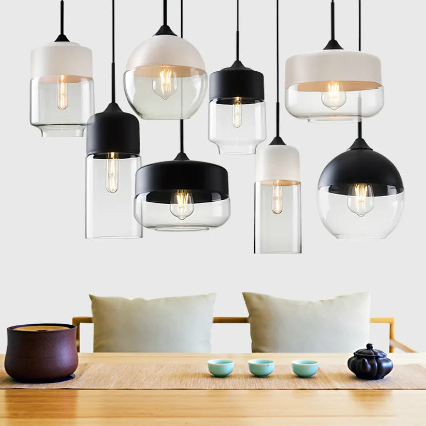 Jevaglo Glass & Wood Pendant Light