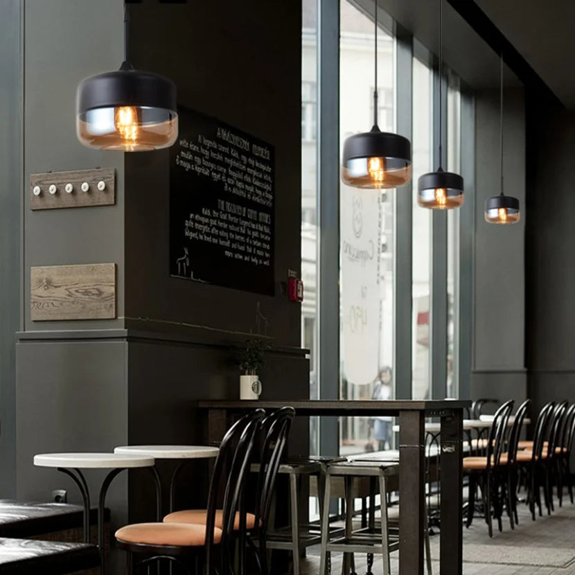 Jevaglo Glass & Wood Pendant Light