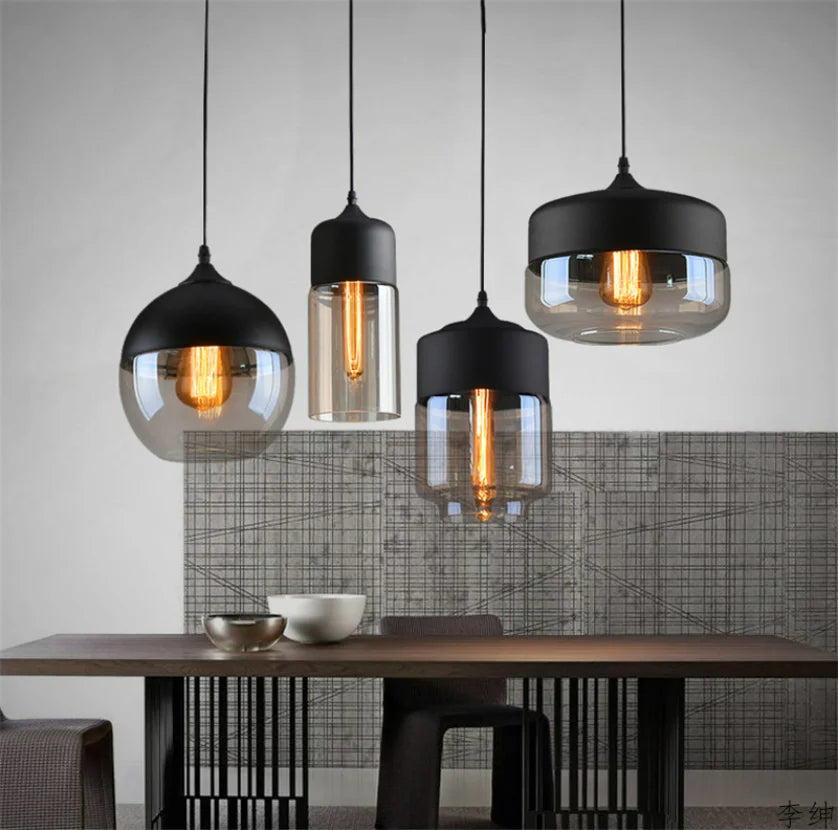 Jevaglo Glass & Wood Pendant Light