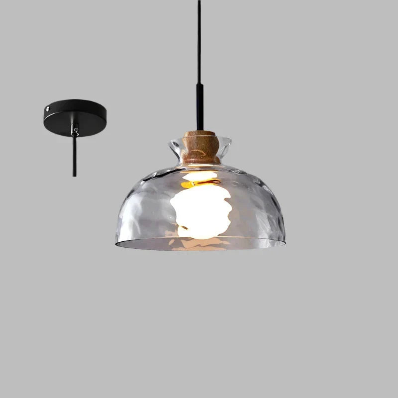 Art Ripple Glass Wood Pendant