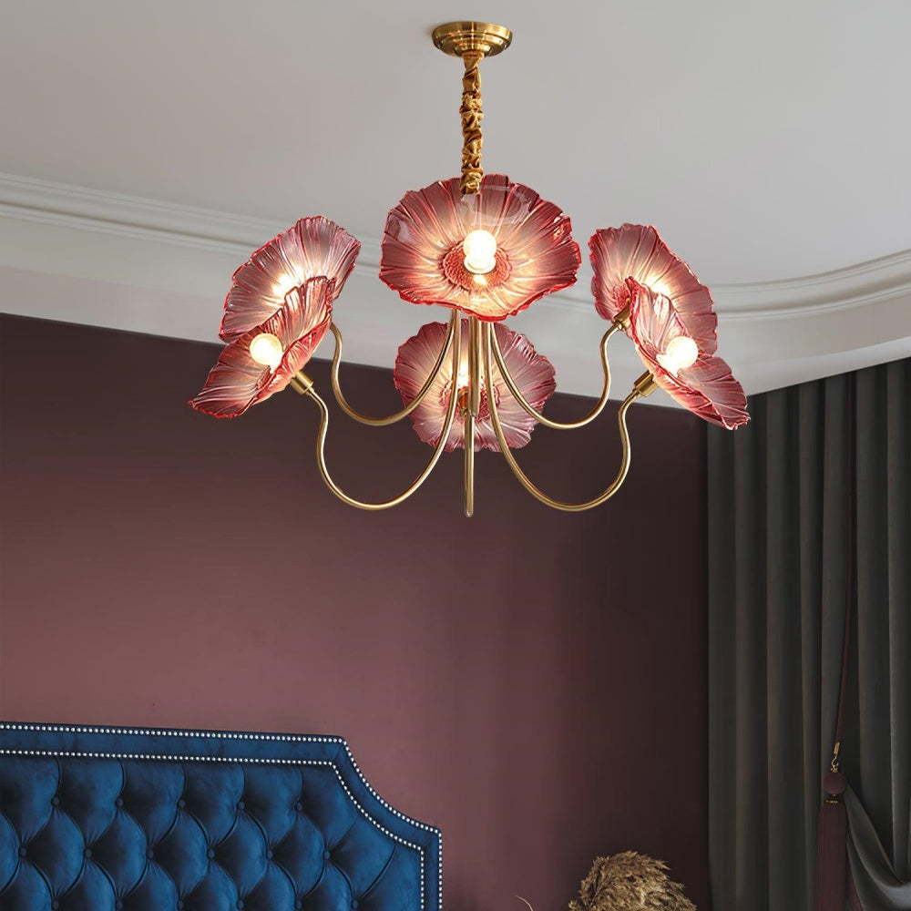 Modern Lotus Leaf Glass Chandelier
