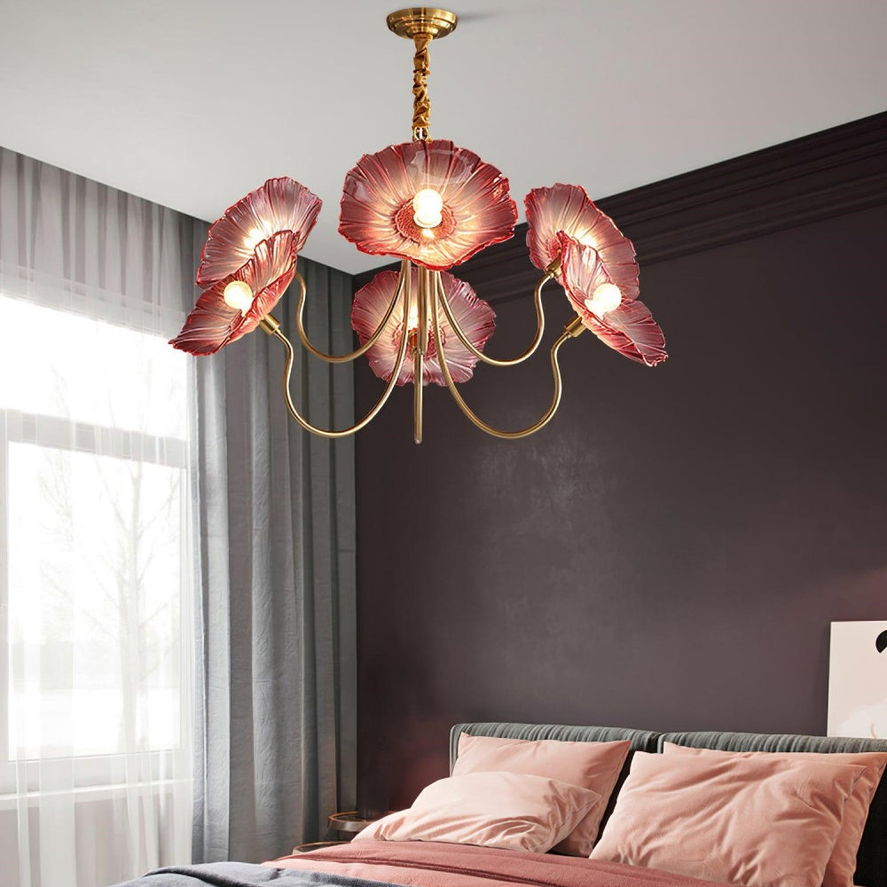 Modern Lotus Leaf Glass Chandelier