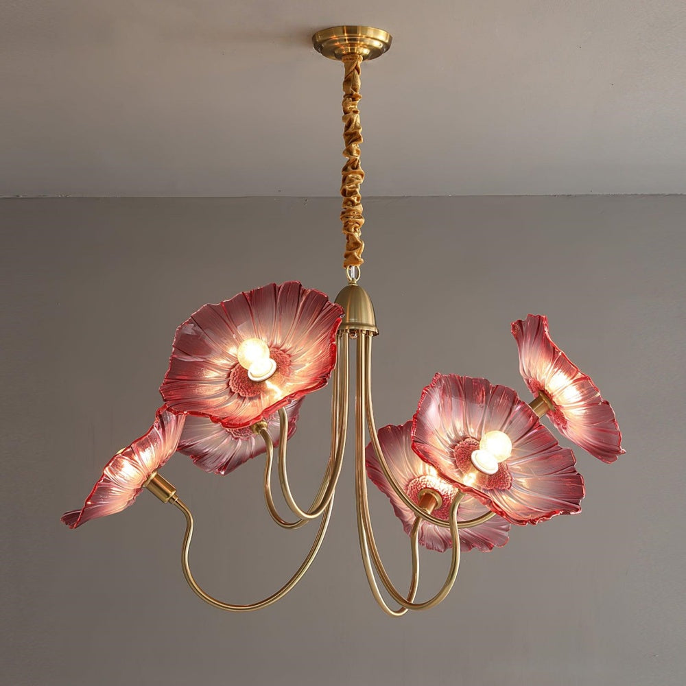 Modern Lotus Leaf Glass Chandelier